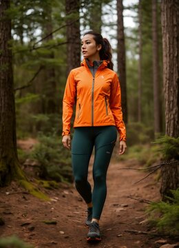 Mujer trotando en el bosque