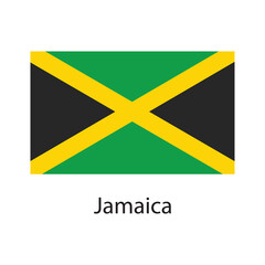 Flag of Jamaica with name icon. National Jamaica Flag vector. Jamaica Flag vector simple flat illustration..eps