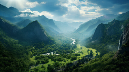 Obrazy na Plexi  landscape with mountains