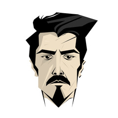 Portrait of a man with a beard and mustache. Vector illustration.