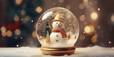 snowglobe with a snowman in it, generative AI