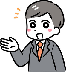 笑顔で紹介しているビジネスマン