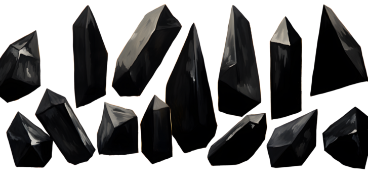 A Collection of Obsidian Arrowhead Stones Isolated PNG