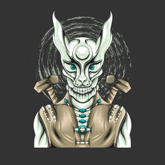 future cyberpunk theme logo mascot design with various advanced armor