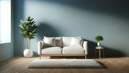 Contemporary Living Room with Sofa and Indoor Plants