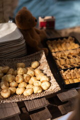 1 year old baby birthday decoration party outdoors on the beach and forest