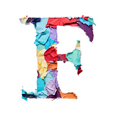 A unique letter L colorful papercut style isolated PNG, abstract paper Ransom notes mix texture, Different colors, and shapes