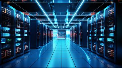Computer room background, network server database center scene illustration