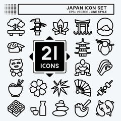 Icon Set Japan. suitable for Japanese symbol. line style. simple design editable. design template vector. simple illustration