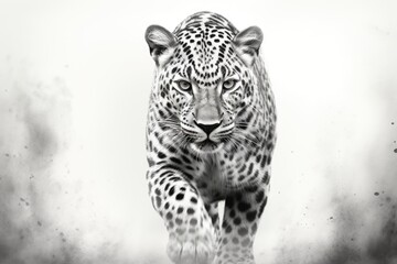 Close up of a roaring leopard isolated of transparent background. generative ai