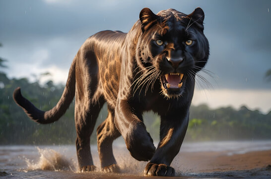 Black Panther's attack, Realistic images of wild animal attacks