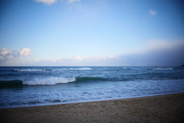 beach of East sea with waves in south korea