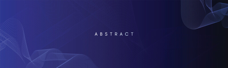 Dark blue abstract background with wavy lines designed for banners. Modern shiny blue gradient flowing wave lines. Dynamic wave. Futuristic technology concept. - obrazy, fototapety, plakaty