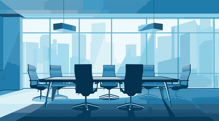 professional vector background conference room set up for a business meeting with tables, chairs. Vector illustration