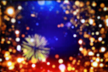Blurred Christmas decoration background with gold light bokeh for holiday