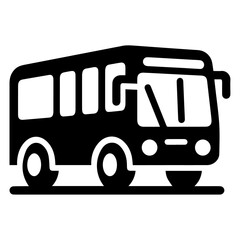 Bus Vector silhouette black color, A minimal Bus Icon vector silhouette
