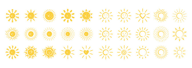 太陽のイラスト,太陽光を表すアイコン