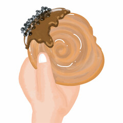 watercolor delicious cromboloni popular food. 