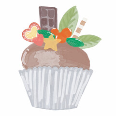 watercolor sweet cupcakes all variant isolated on white background