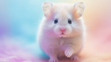 Cute and Adorable Hamster in Pastel Colors. Small Pet Concept.