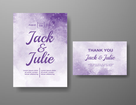 Wedding invitation with abstract watercolor background