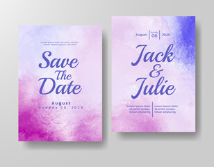 Wedding invitation with abstract watercolor background