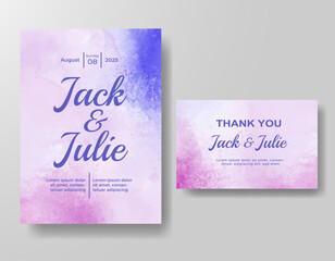 Wedding invitation with abstract watercolor background