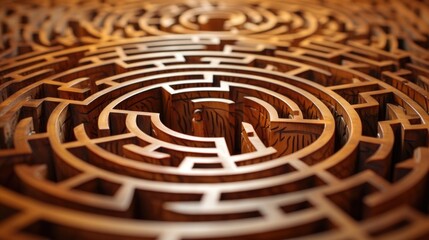 Fototapeta na wymiar A closeup of the intricate design of a wooden labyrinth, with its many twists and turns, mimicking the unpredictable journey to finding true love.