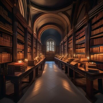 A mystical library filled with ancient books and artifacts3