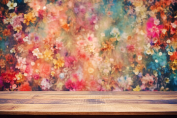 テーブル、クラシカルな花柄の壁紙 - obrazy, fototapety, plakaty