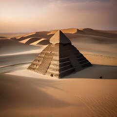 An ancient pyramid in the midst of a sandy desert2 - obrazy, fototapety, plakaty