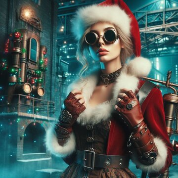Various images of "Steampunk Mrs. Claus", just in time for Christmas.