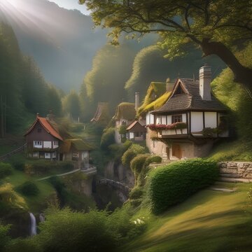 A Whimsical Village Populated By Fairies And Mythical Creatures3