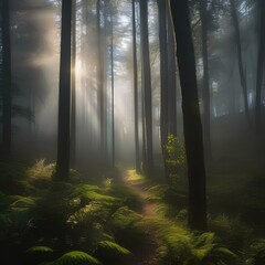A mystical forest aglow with ethereal, floating orbs of light1 - obrazy, fototapety, plakaty