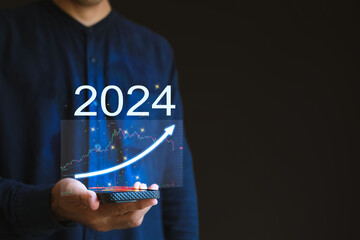 man holding smartphone web file team Data analytics Big data analysis technology .business direction graph monitoring computing network collection data download 2024 great changes in the new year 2024