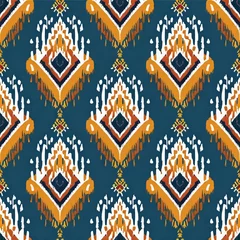 Poster ikat geometric ethnic oriental seamless pattern. design ikat fabric for textile ethnic, native pattern motif, embroidery ikat style © ImagineWorld