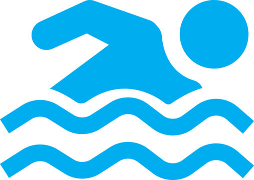 Blue Swimmer icon in trendy Fill style isolated on transparent background. Swim icon page symbol for your web site design. Concept of swimming pool, summer competition and more.
