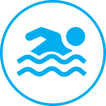 Blue Swimmer icon in trendy Fill style isolated on transparent background. Swim icon page symbol for your web site design. Concept of swimming pool, summer competition and more.