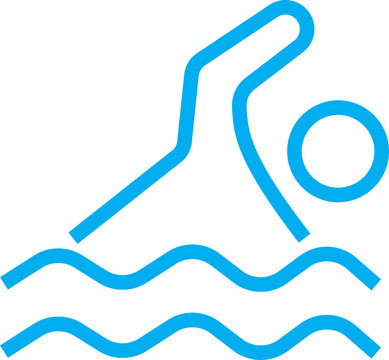 Blue Swimmer icon in trendy Line style with editable stock isolated on transparent background. Swim icon page symbol for your web site design. Concept of swimming pool, summer competition and more.