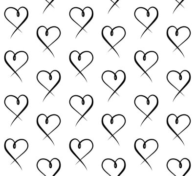 Vector seamless pattern of hand drawn doodle sketch heart isolated on white background