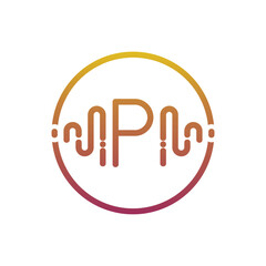 Music with latter p logo design creative concept