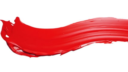 Liquid red splash Color Stroke.top view, matte scarlet red lipstick swatch isolated on transparent background. abstract background, color element, make up mock concept
