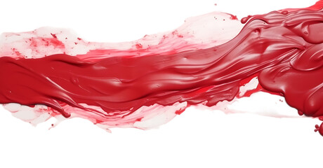 Liquid red splash Color Stroke.  bright red oil paint isolated on transparent background. abstract...