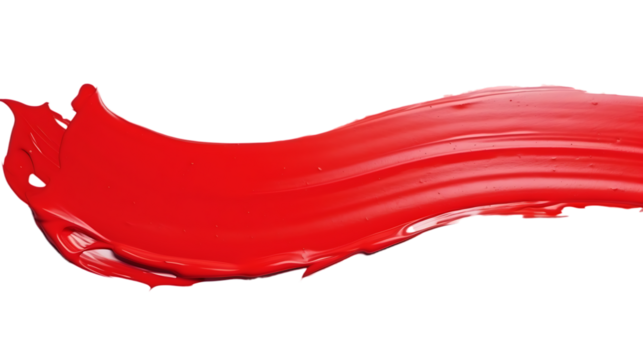 Liquid red splash Color Stroke.top view, matte scarlet red lipstick swatch isolated on transparent background. abstract background, color element, make up mock concept
