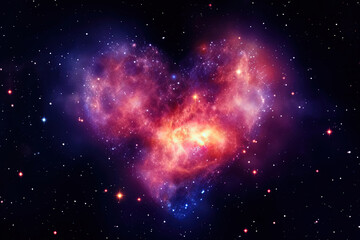 Colorful Cosmic Heart Shape Love on Night Milky Way Galaxy, Stars Nebula Space. Perfect for...