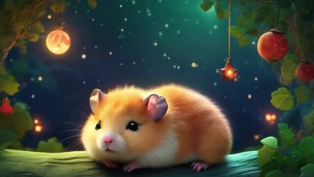 breathing animation, Animal lullaby cartoon sleeping on forest, looped video background