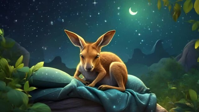 breathing animation, Animal lullaby cartoon sleeping on forest, looped video background