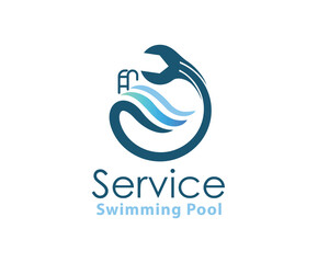abstract swimming pool service logo symbol design template illustration inspiration