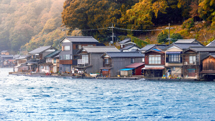 beautiful view of INE (Ine seashore fishing village)during the rainy season beautiful village of Kyoto, Japan