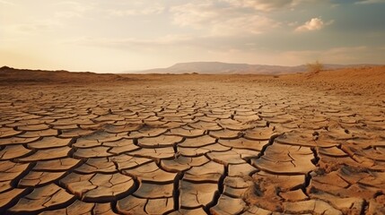 Desert or Dried Cracked Mud. Global Warming and Climate Change Concept
